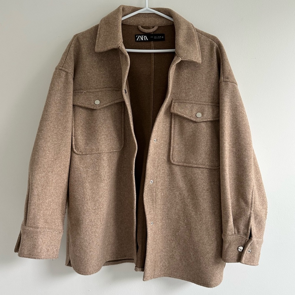 Zara Tan Shacket with silver hardware